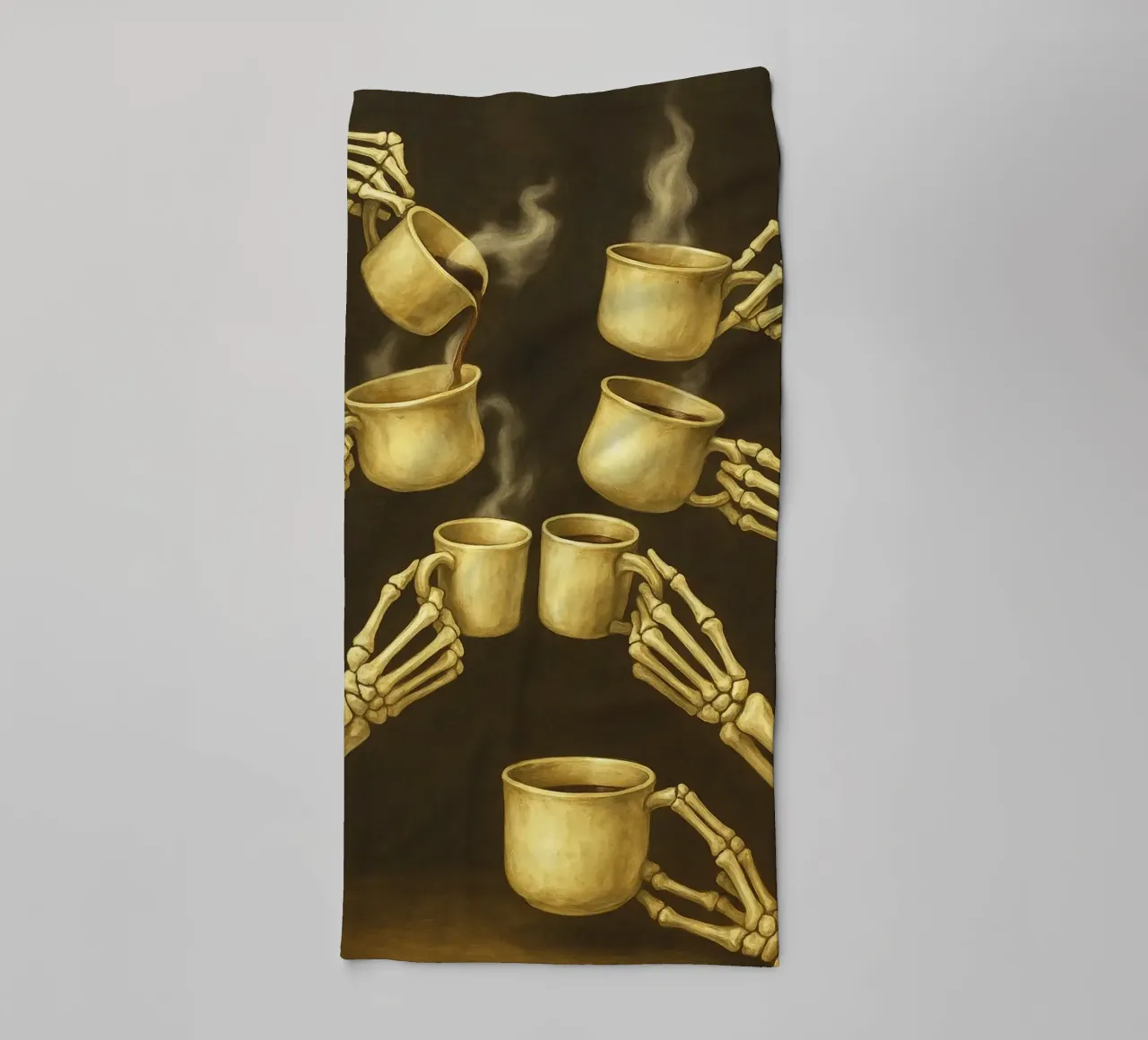 Skelett mit Kaffee in der Hand Handtuch von Rawghenee