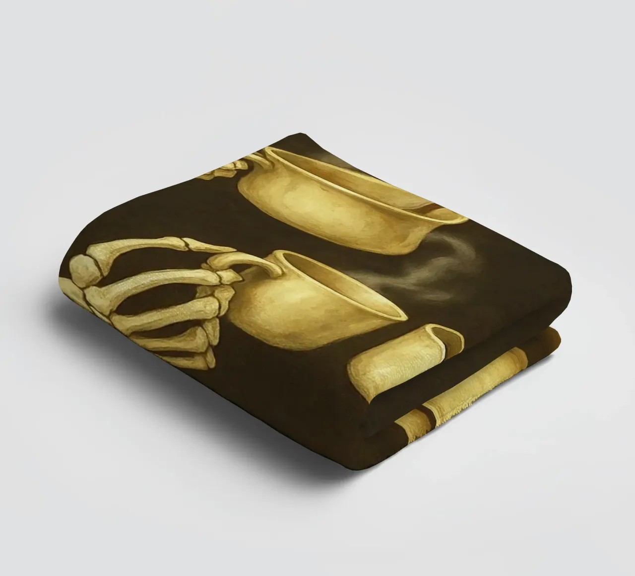 Scheletro con caffè in mano asciugamano da bagno da Rawghenee