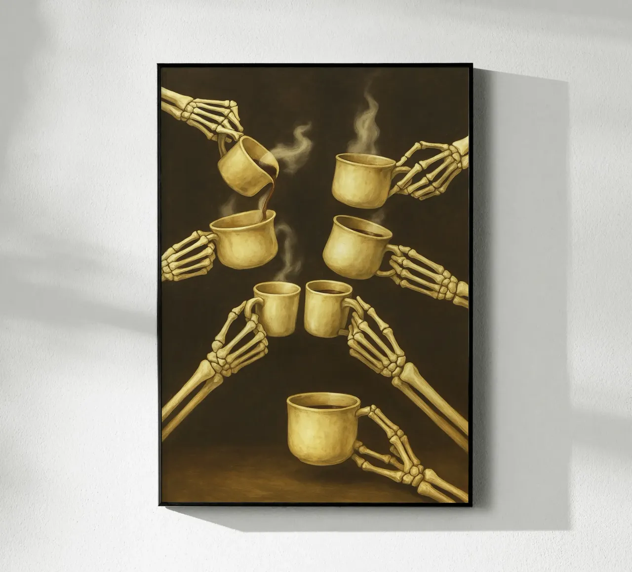 Scheletro con caffè in mano plexiglass da Rawghenee