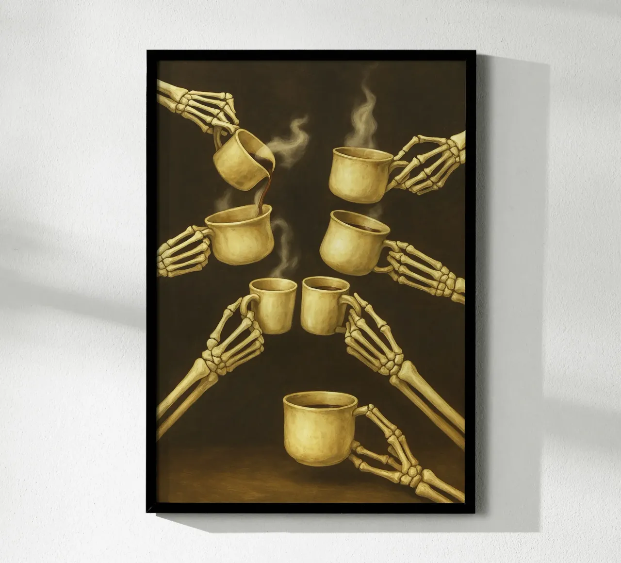 Scheletro con caffè in mano poster da Rawghenee