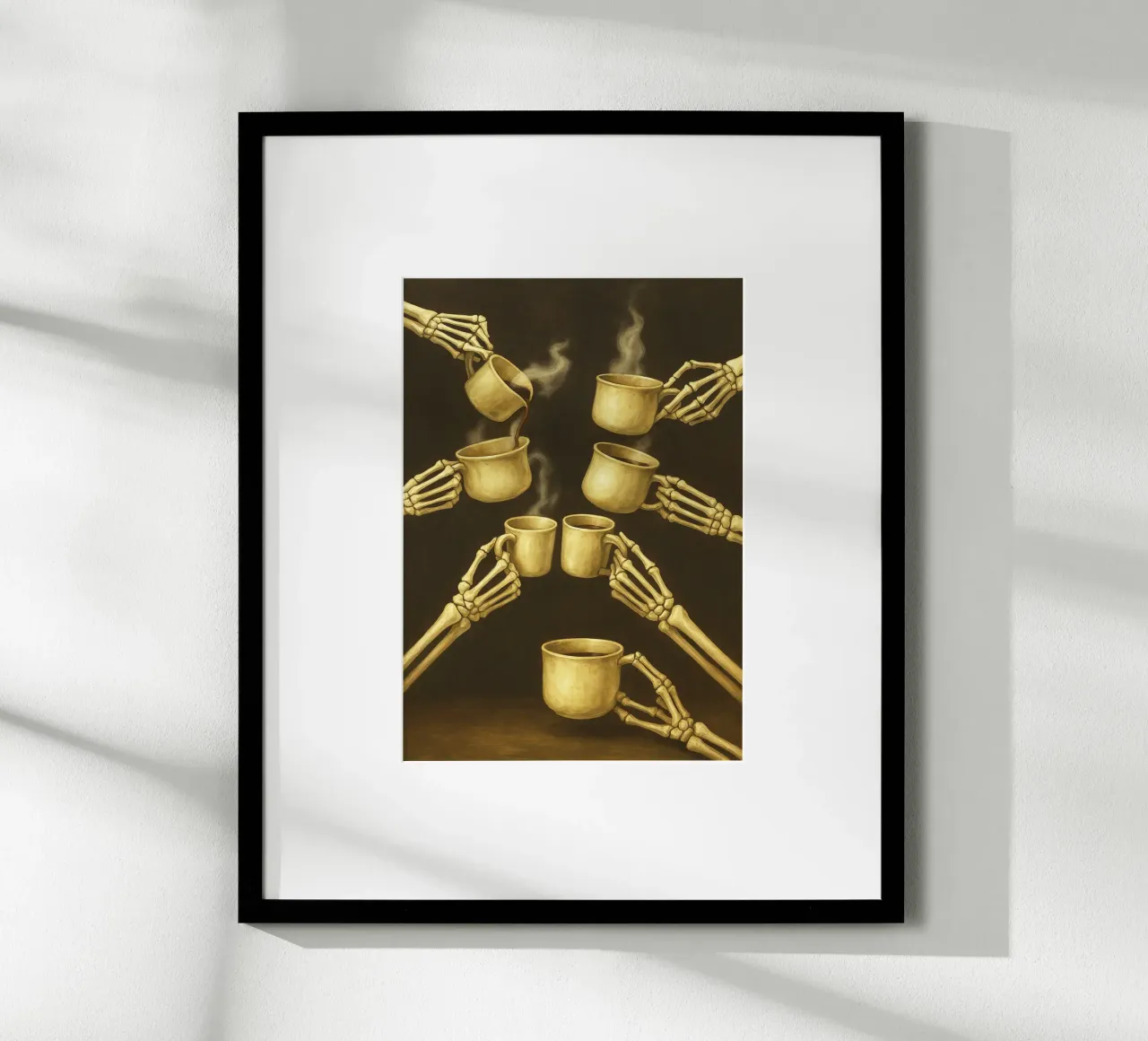 Scheletro con caffè in mano poster da Rawghenee