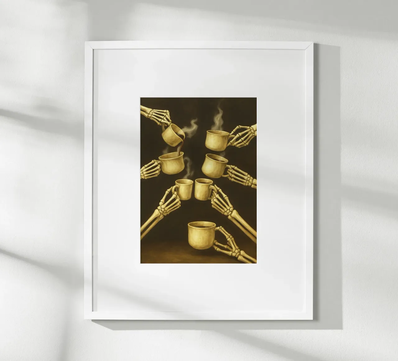 Skelett mit Kaffee in der Hand Poster von Rawghenee