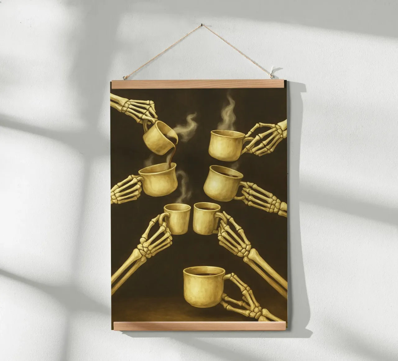 Scheletro con caffè in mano poster da Rawghenee
