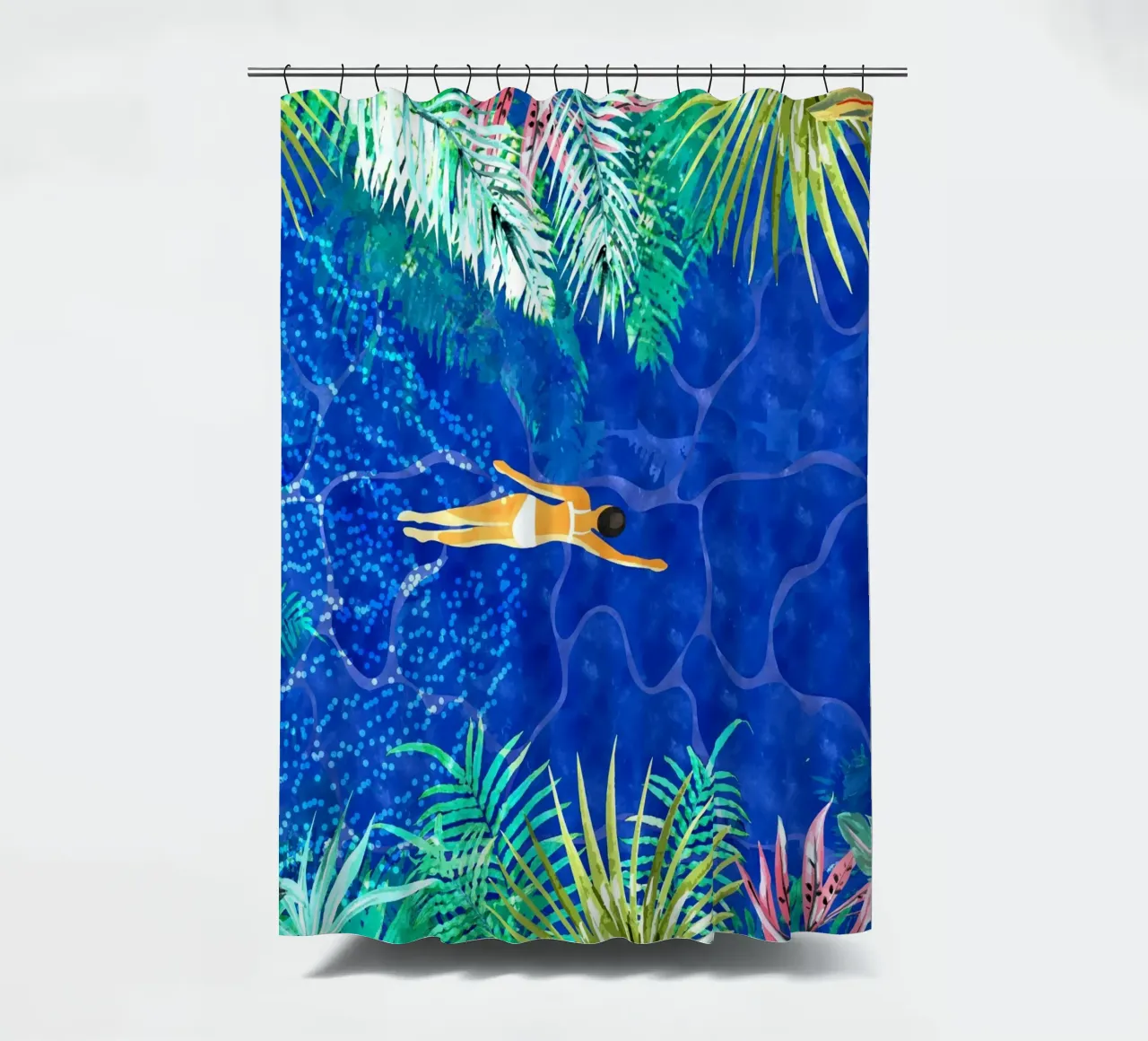 Tropical Jungle Pool shower curtain by 83oranges