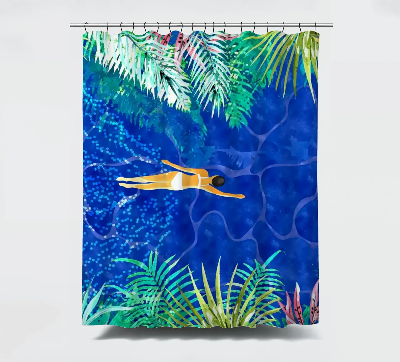 Tropical Jungle Pool shower curtain by 83oranges