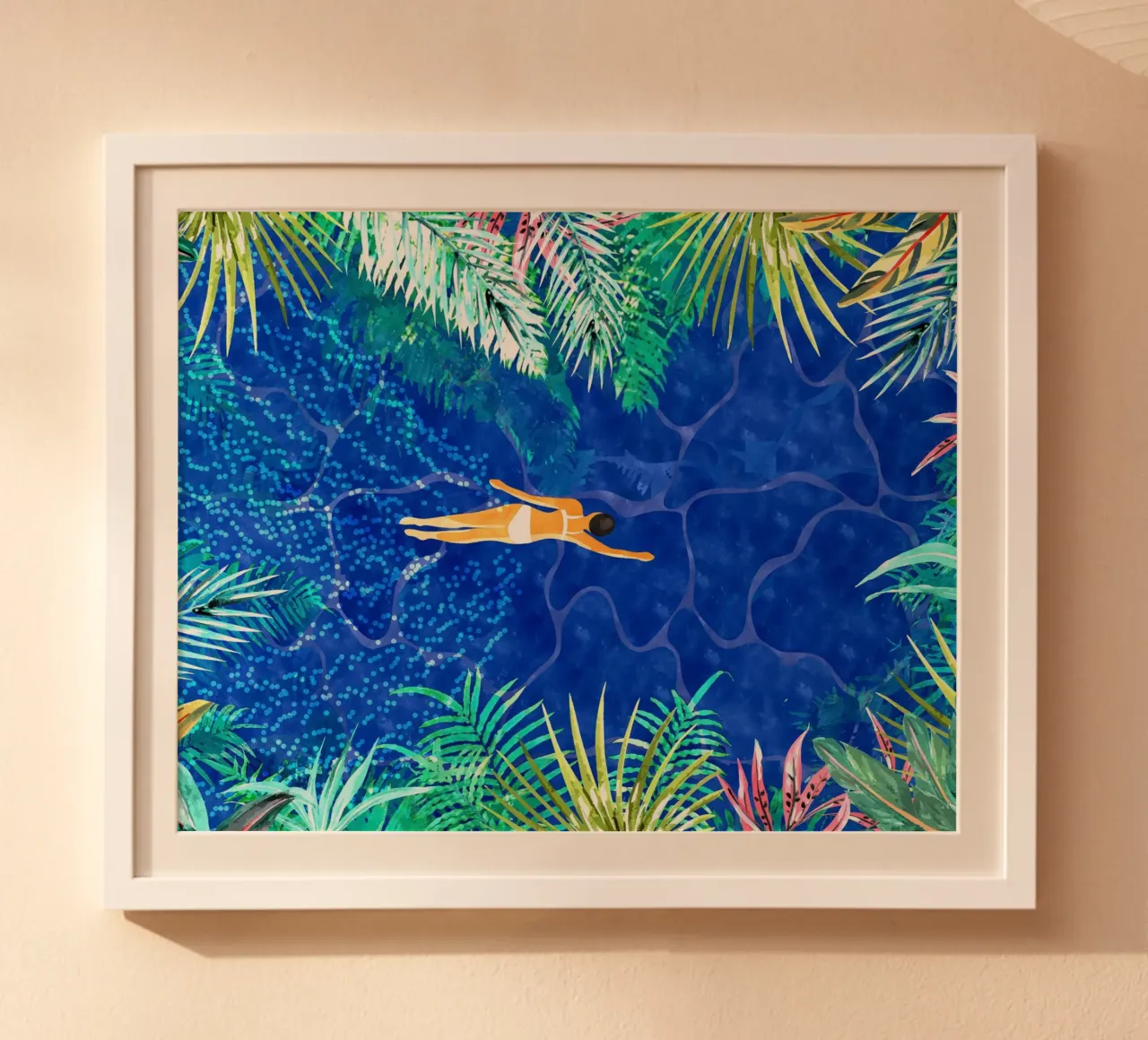Tropischer Dschungel-Pool Poster mit Kunststoffrahmen von 83oranges