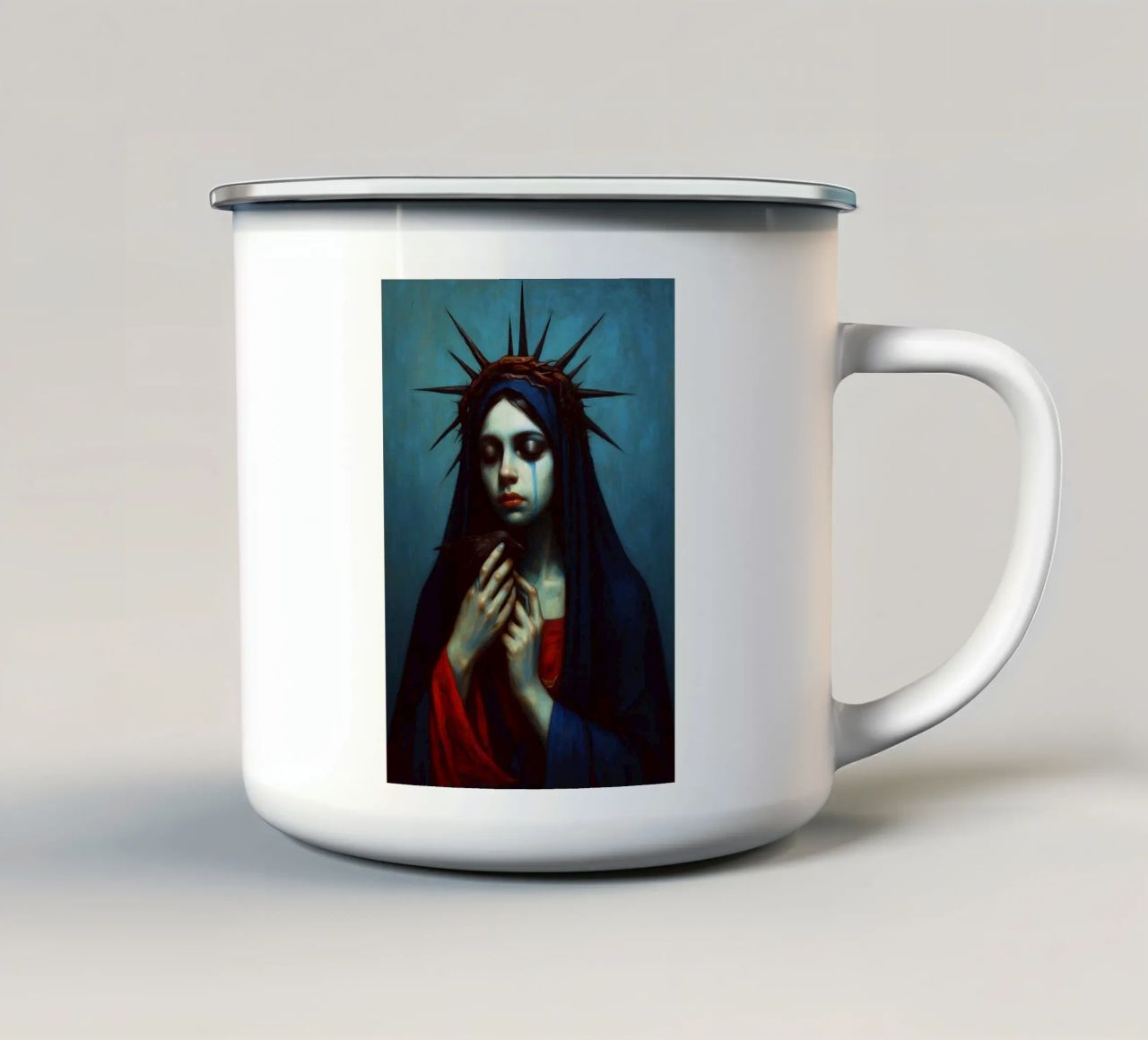 regina in lacrime tazza in smalto da Rawghenee