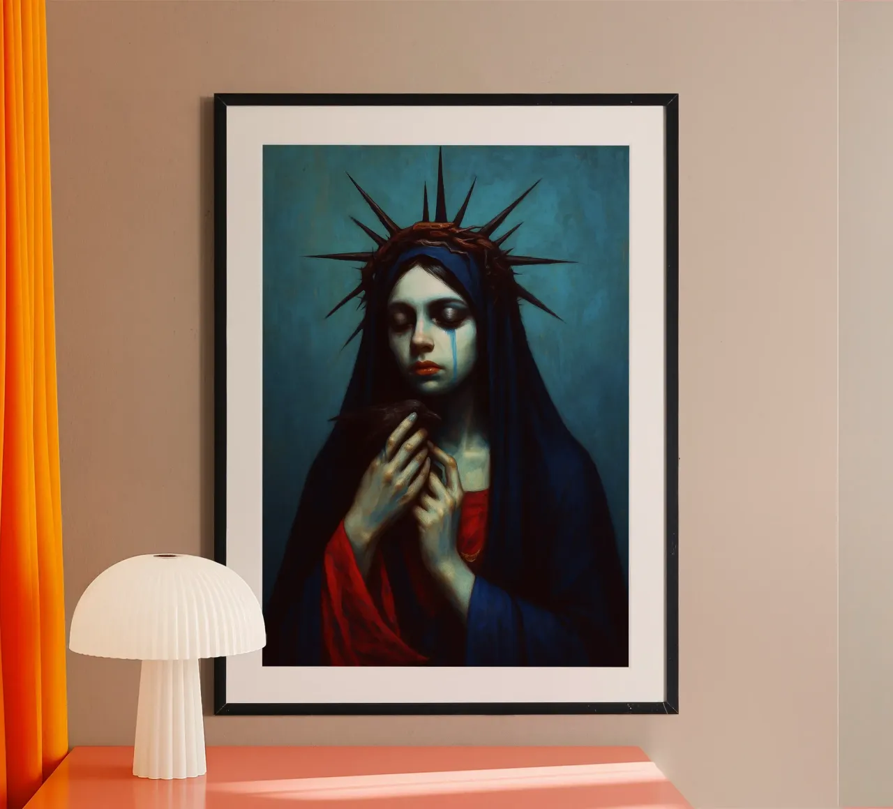 regina in lacrime poster con telaio in alluminio da Rawghenee