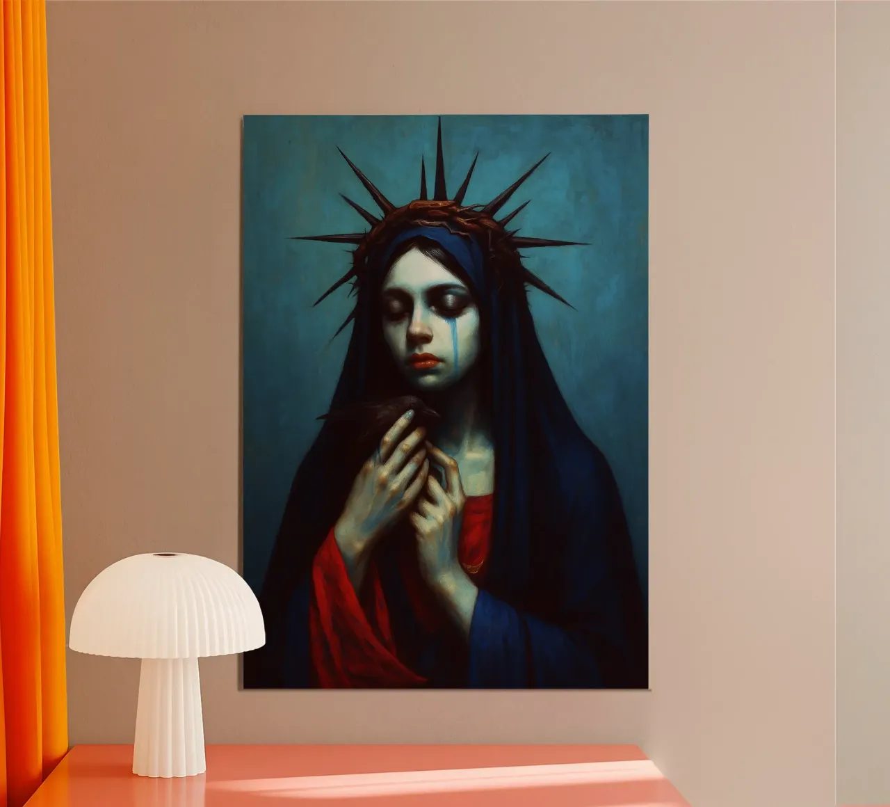 regina in lacrime poster con telaio in alluminio da Rawghenee