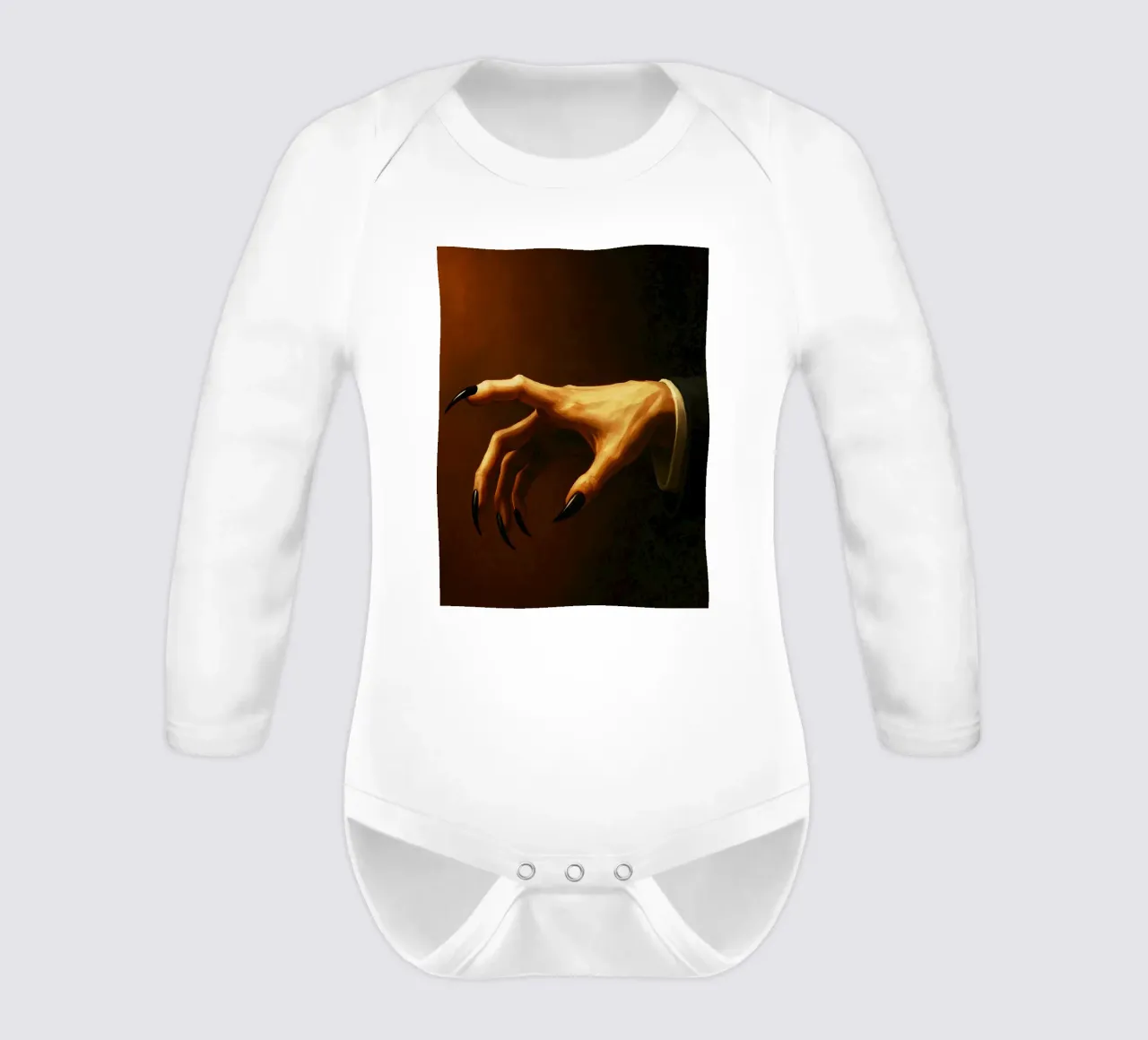 Vampire Clawed Hands Horror Imagination long-sleeve baby romper by Rawghenee