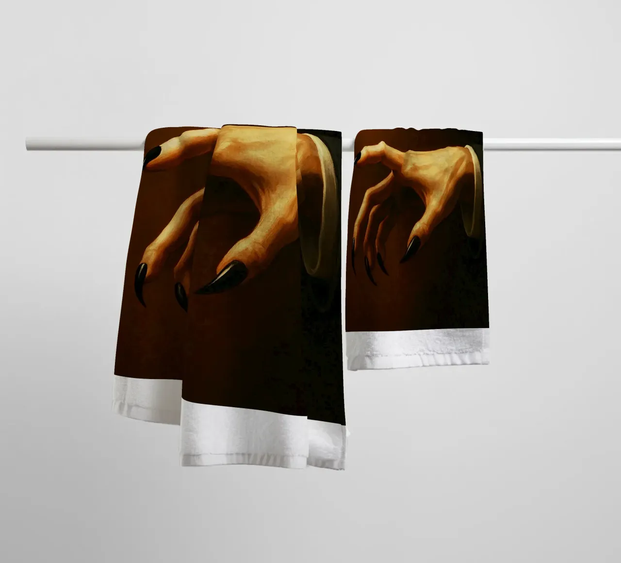 Vampire Clawed Hands Horror Imagination towel by Rawghenee