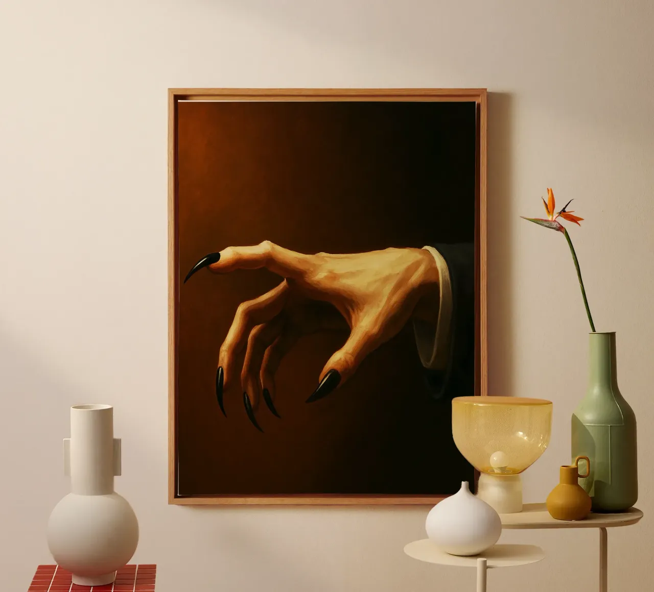 Vampire Clawed Hands Horror Imagination canvas with Floater frame by Rawghenee