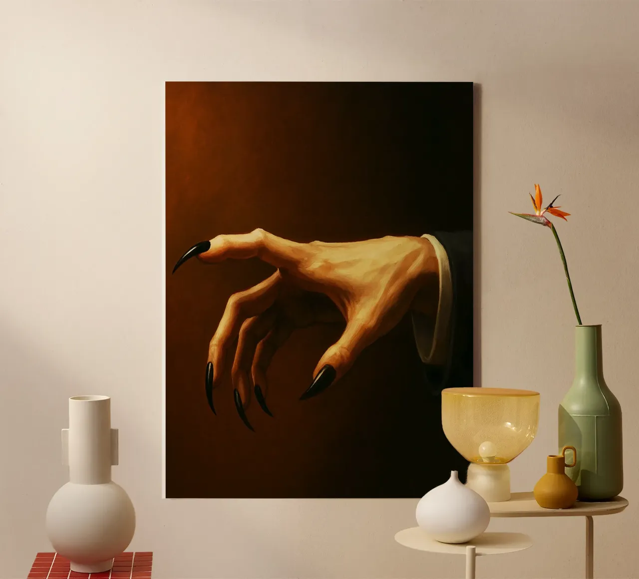 Vampire Clawed Hands Horror Imagination canvas with Floater frame by Rawghenee