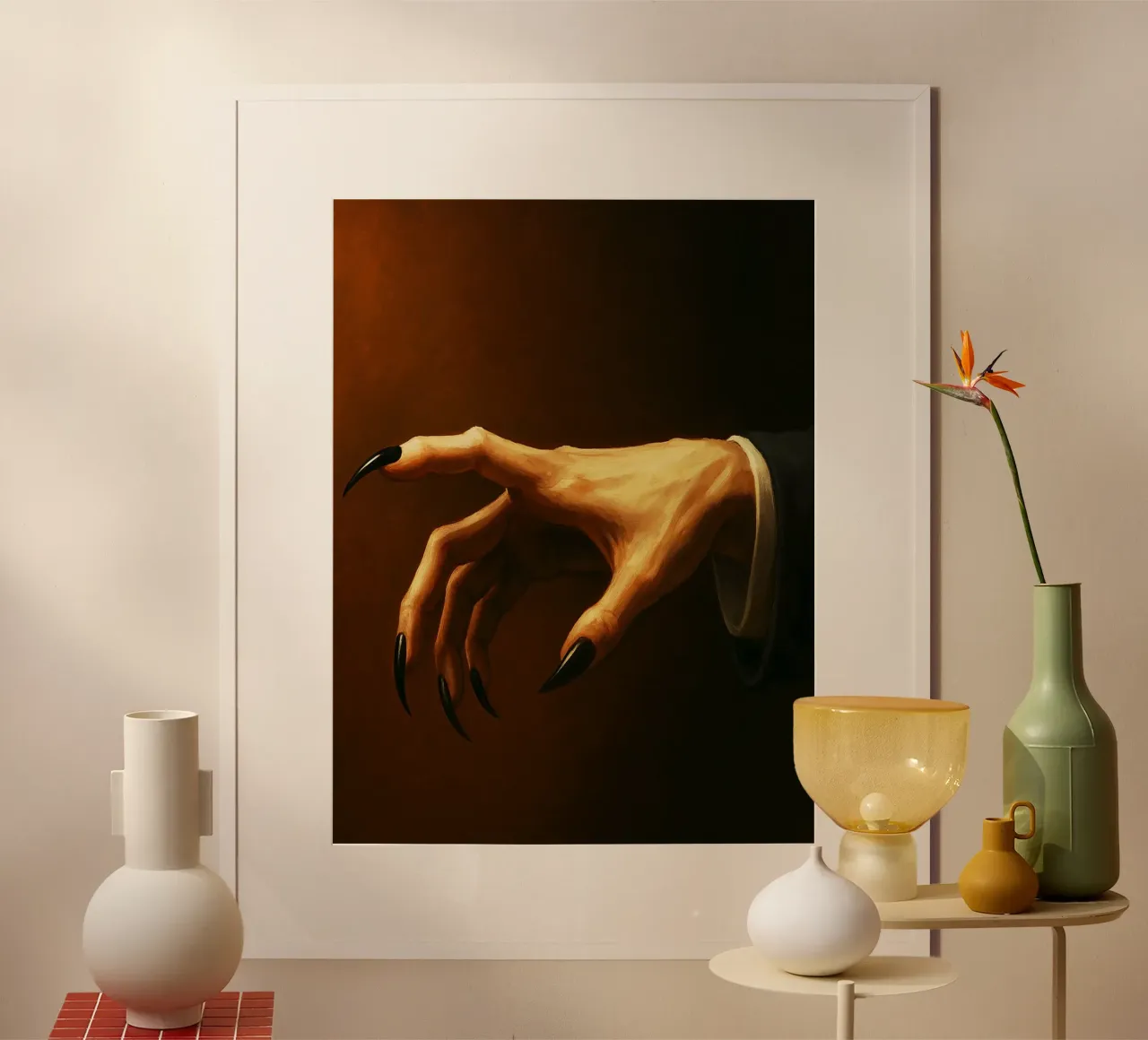 Vampiro mani artigliate immaginazione horror poster con telaio in alluminio da Rawghenee