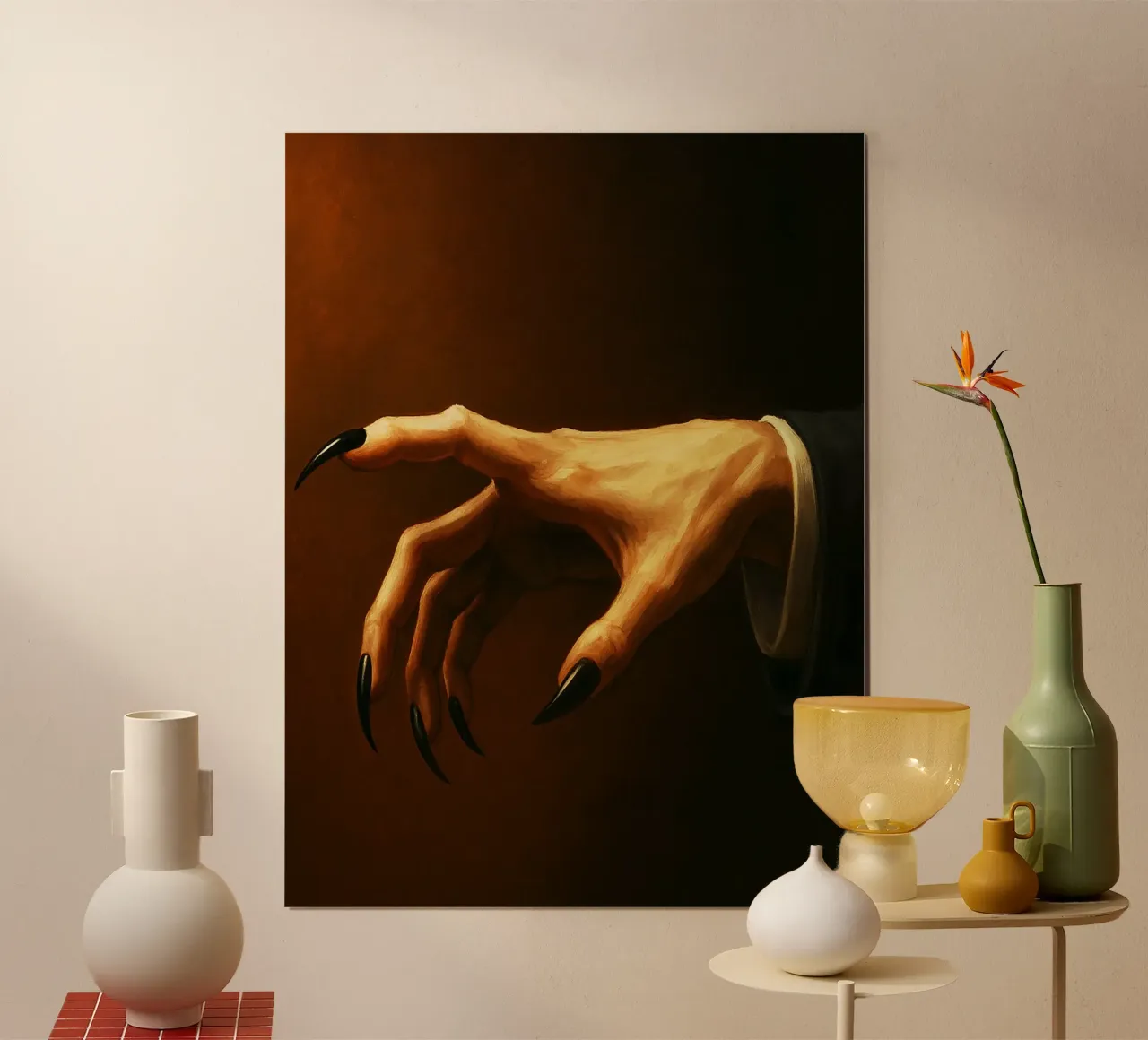 Vampiro mani artigliate immaginazione horror poster con telaio in alluminio da Rawghenee