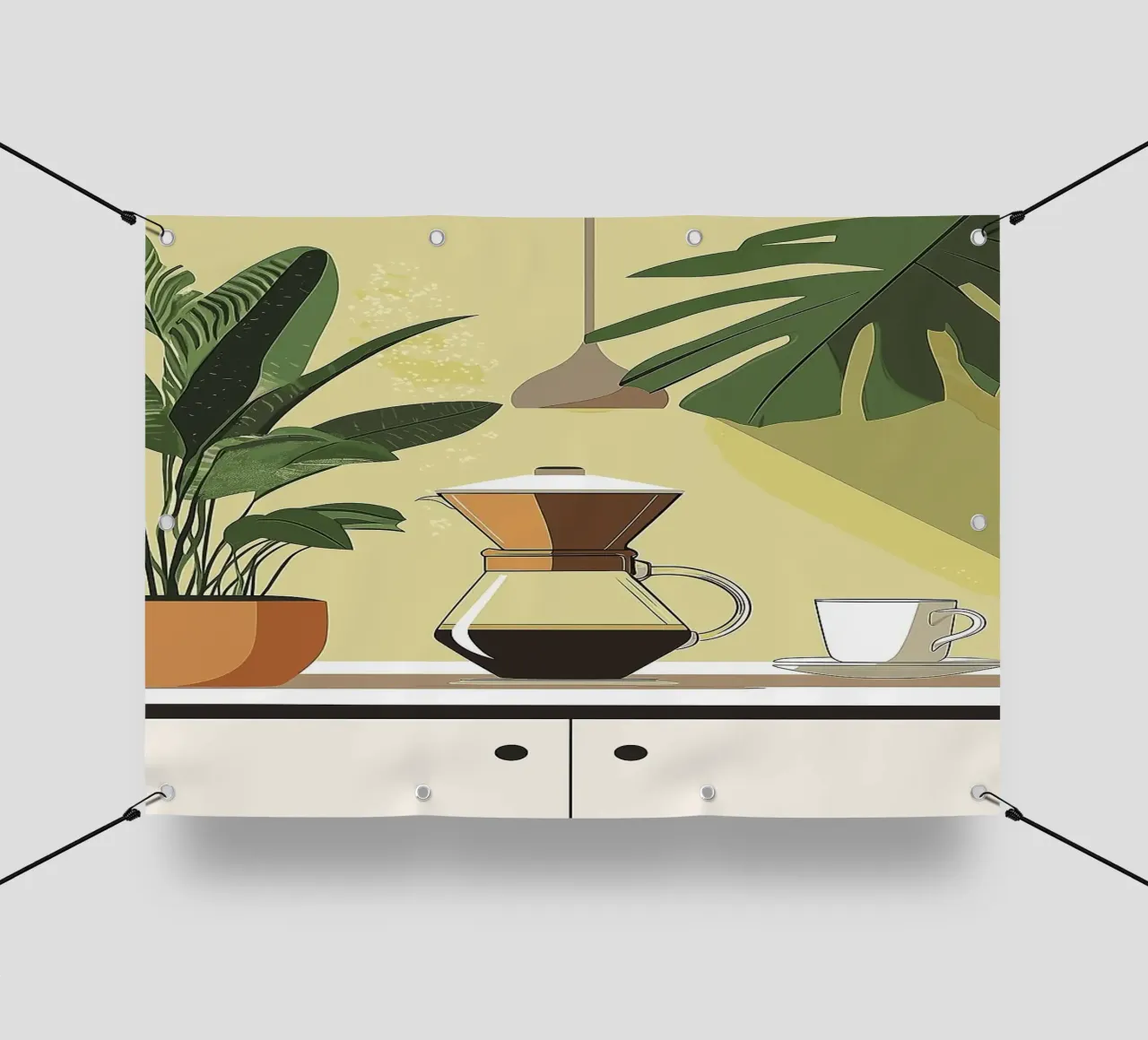 caffettiera telo in pvc da Abstract Botanical Art