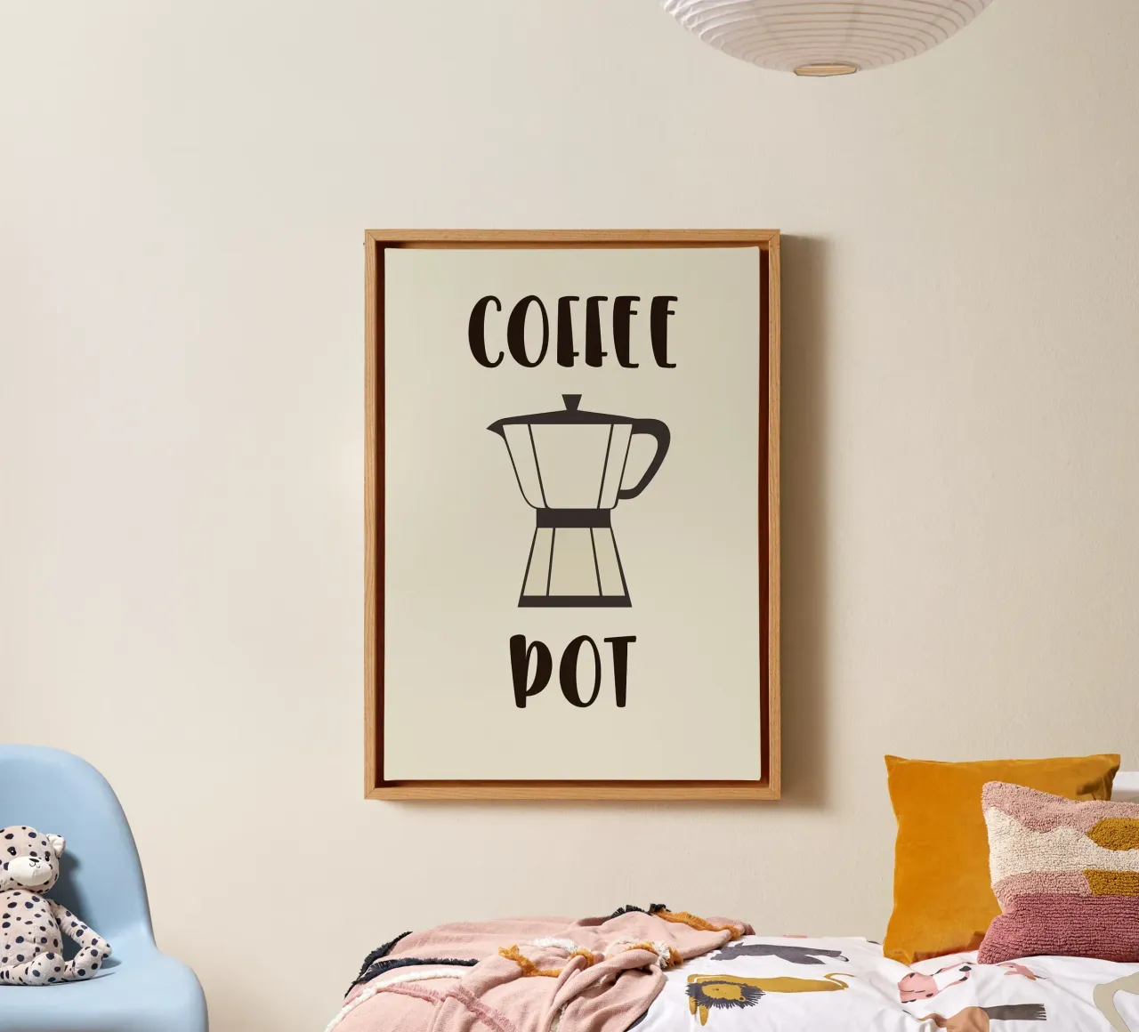 cafetera lienzo con Marco flotante de Abstract Botanical Art