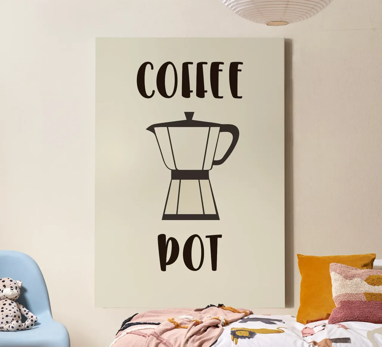 cafetera lienzo con Marco flotante de Abstract Botanical Art