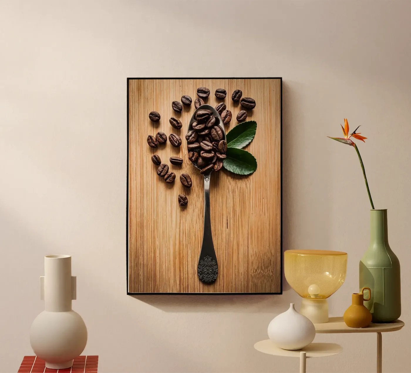 koffiebonen acryl van Luke Yaeger