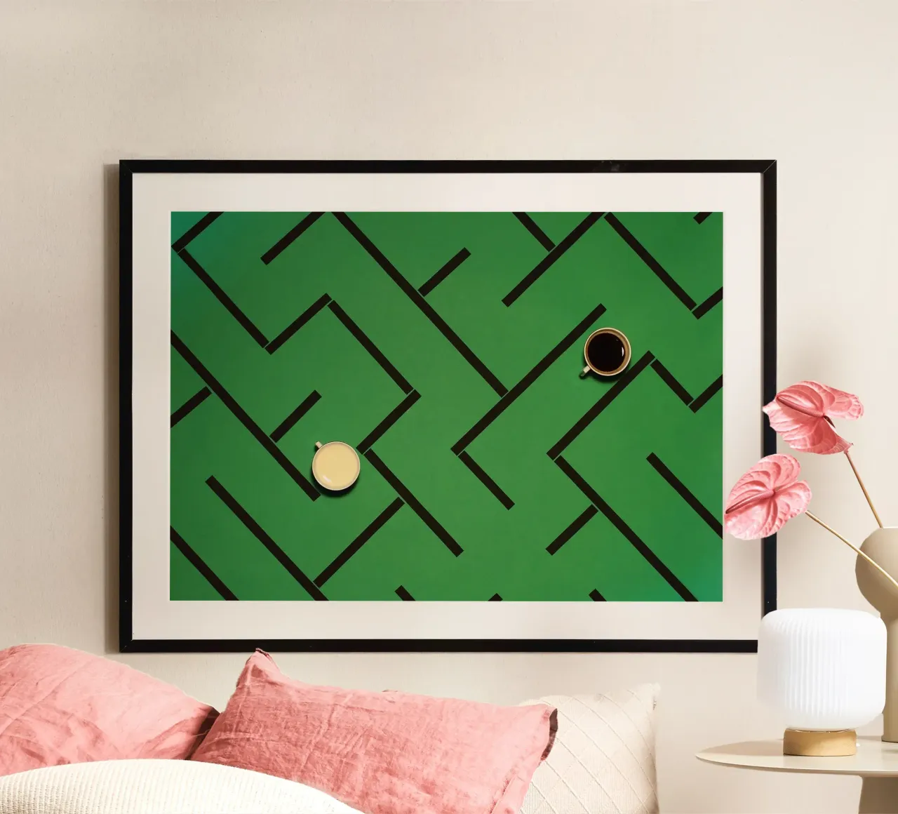 tazza da caffè poster con telaio in legno da Luke Yaeger