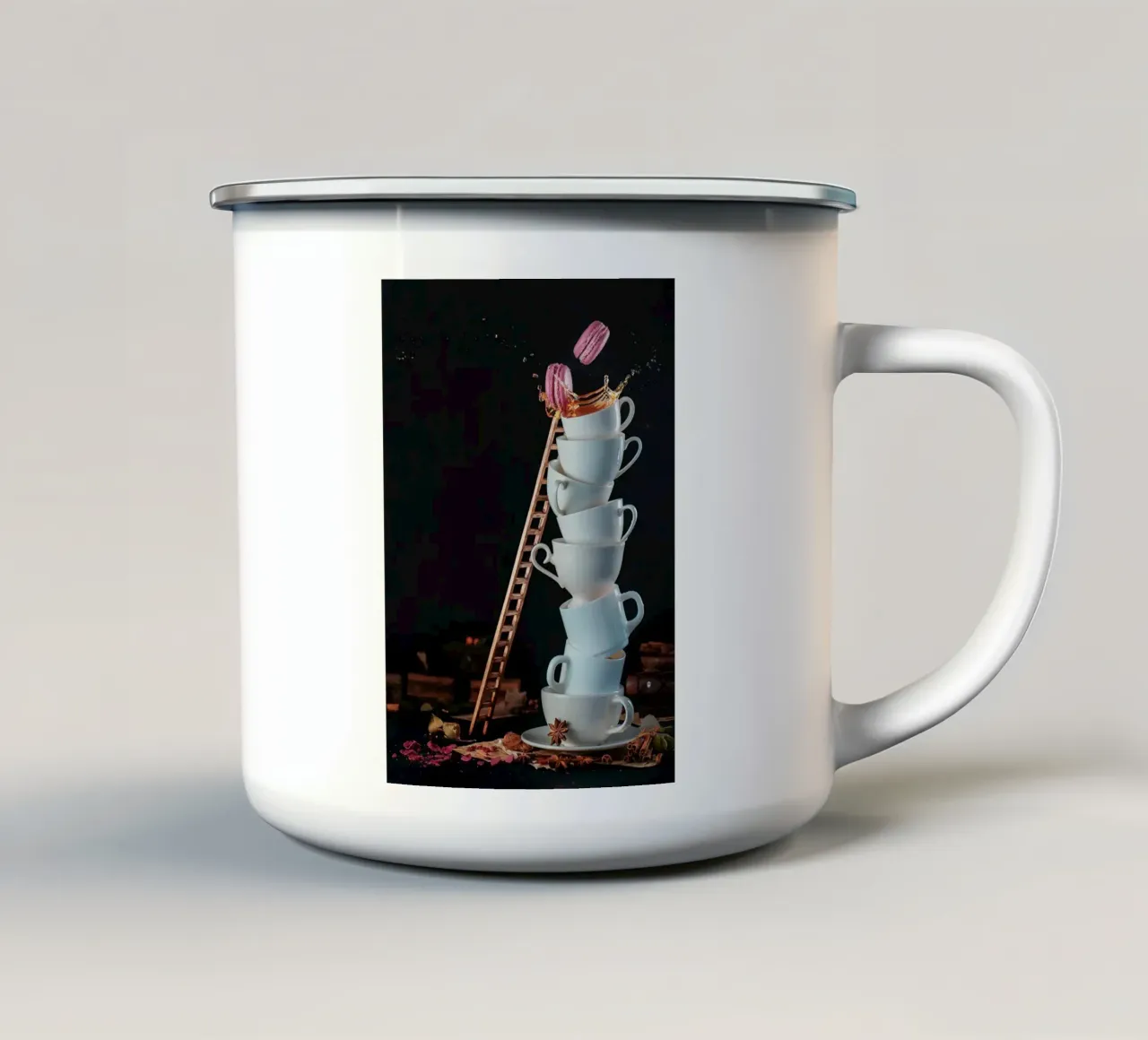 koffiekoppen emaille mok van Luke Yaeger