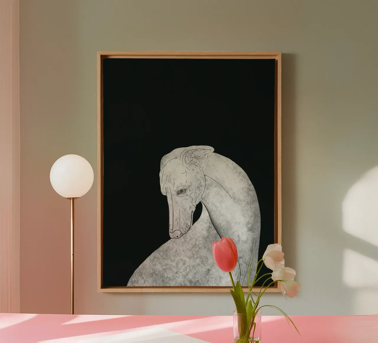 Greyhound canvas met Baklijst van Little Dean