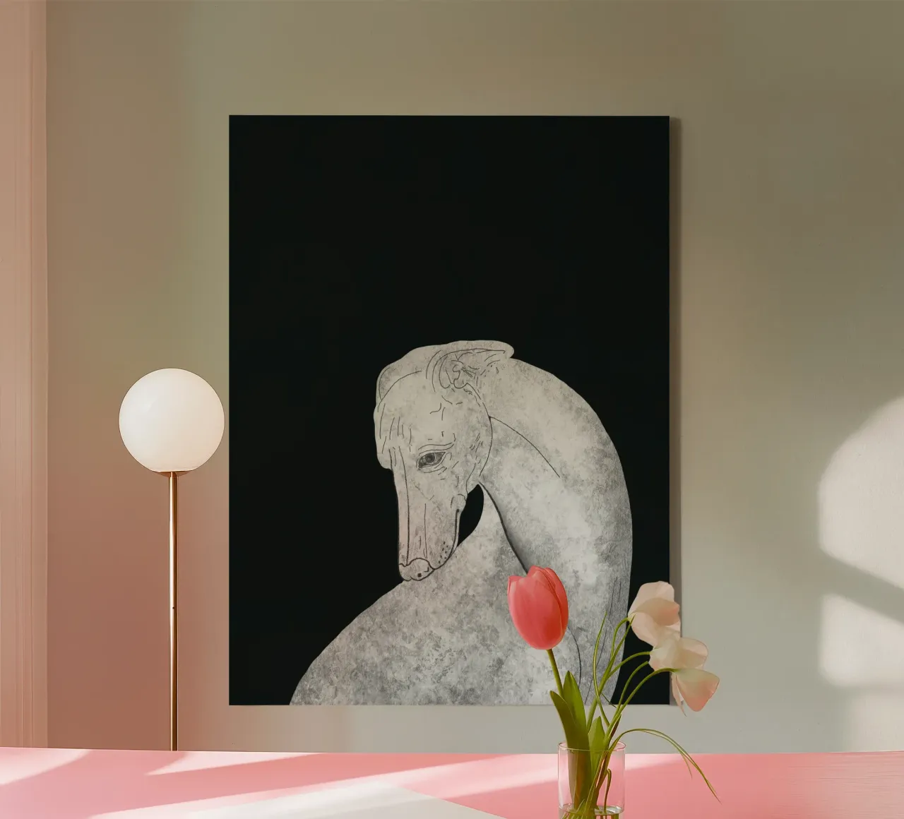 Greyhound canvas met Baklijst van Little Dean