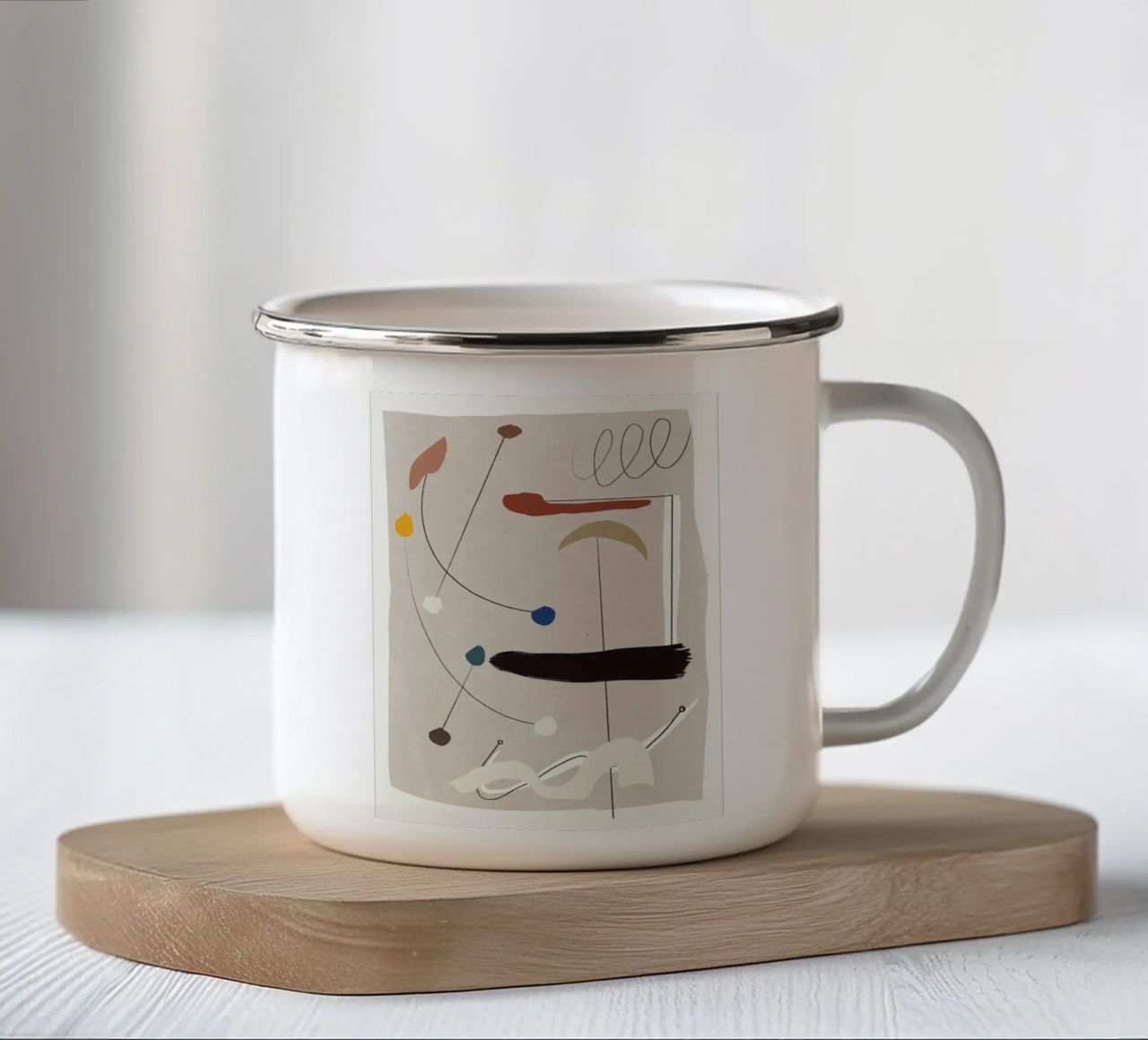 Minimal shapes composition enamel mug by Little Dean