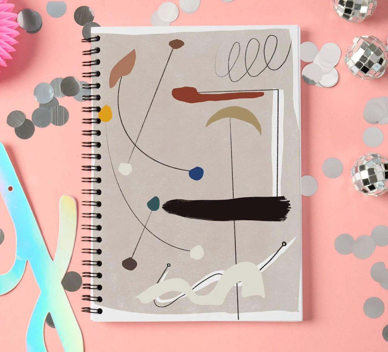 Minimal shapes composition spiral notebook by Little Dean