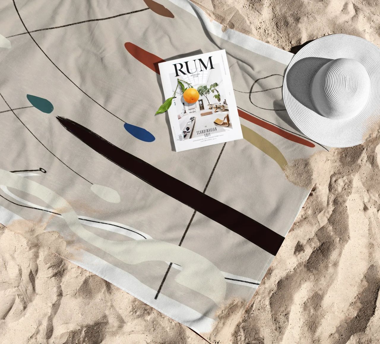 Minimal shapes composition beach towel by Little Dean