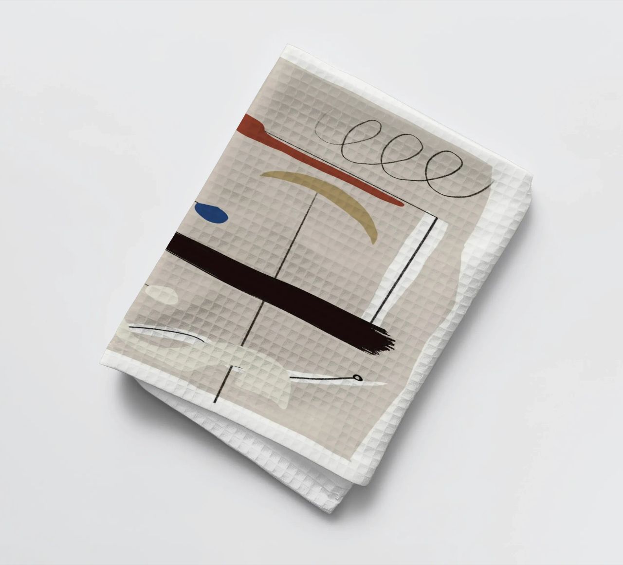 Minimal shapes composition tea towel by Little Dean