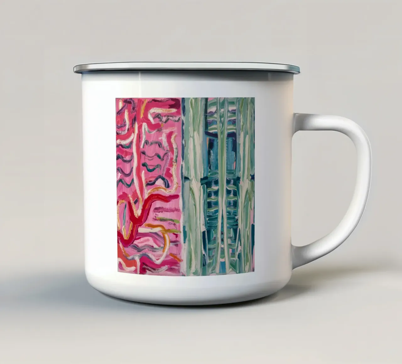 Abbraccio di vite cremisi tazza in smalto da Sublime Layers