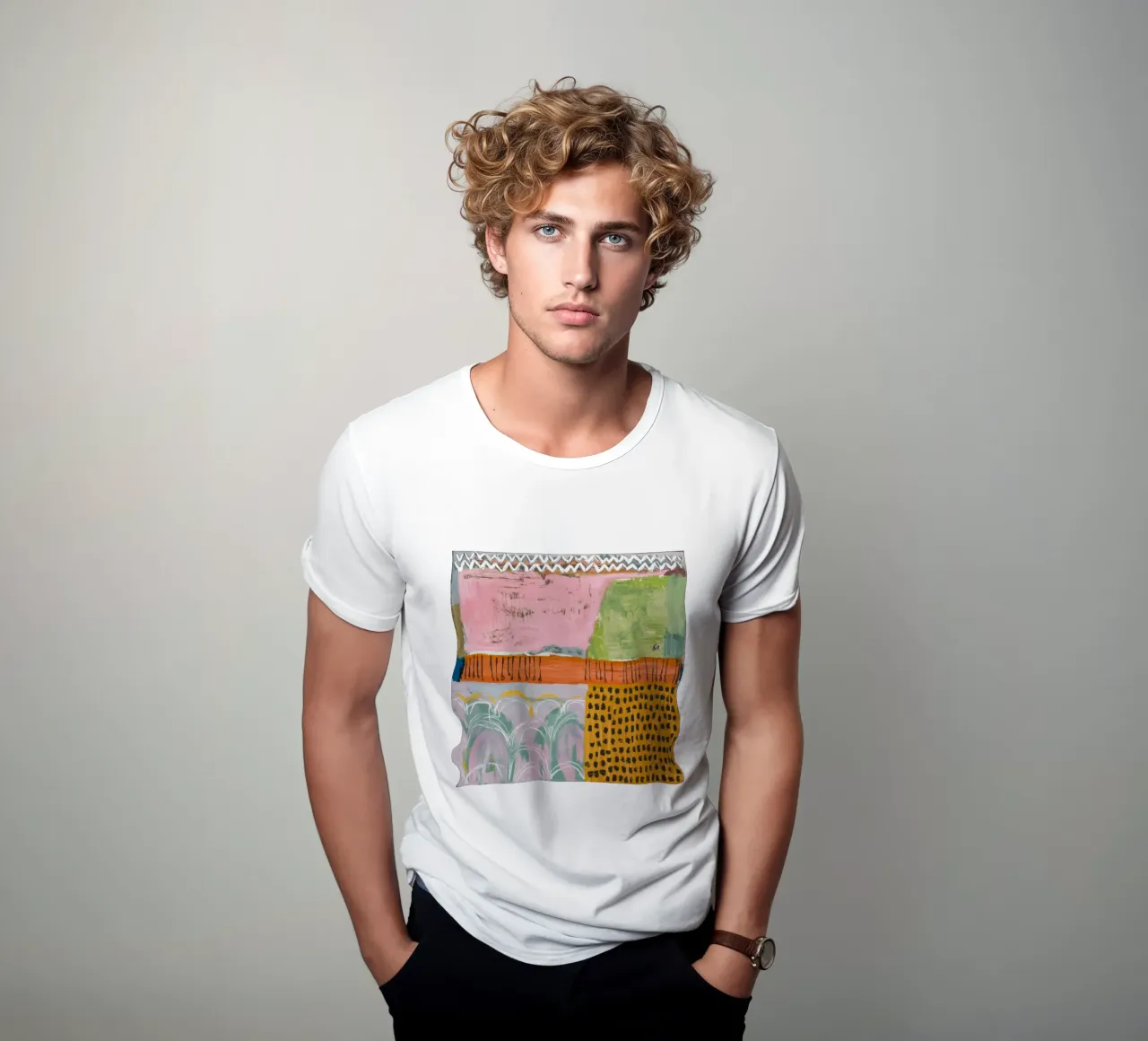 Serenità patchwork pastello t-shirt da Sublime Layers