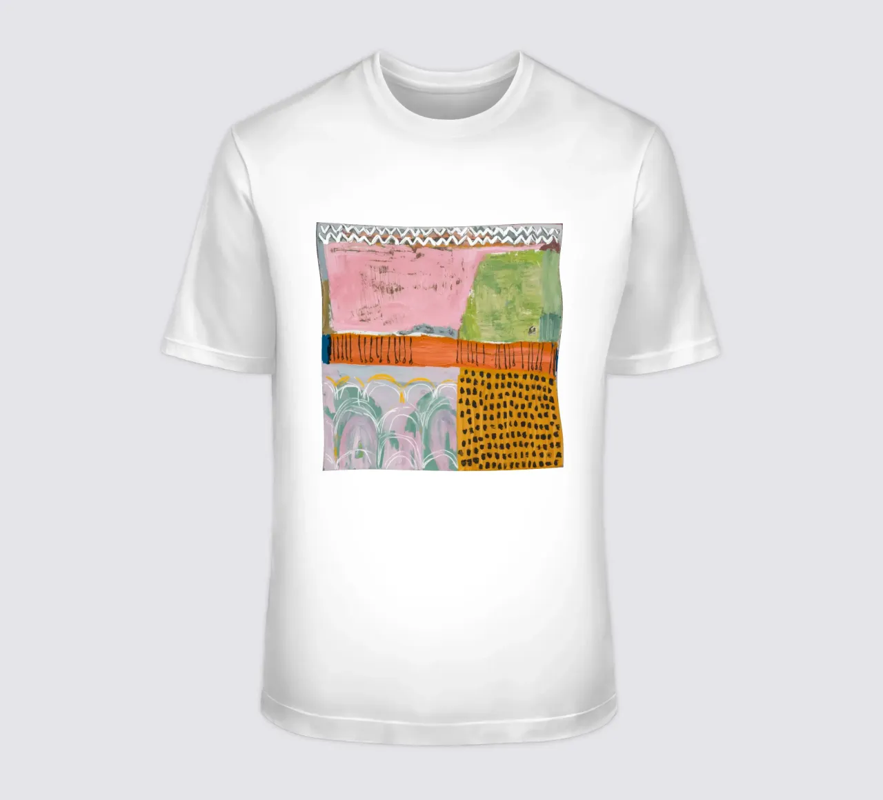Serenità patchwork pastello t-shirt da Sublime Layers
