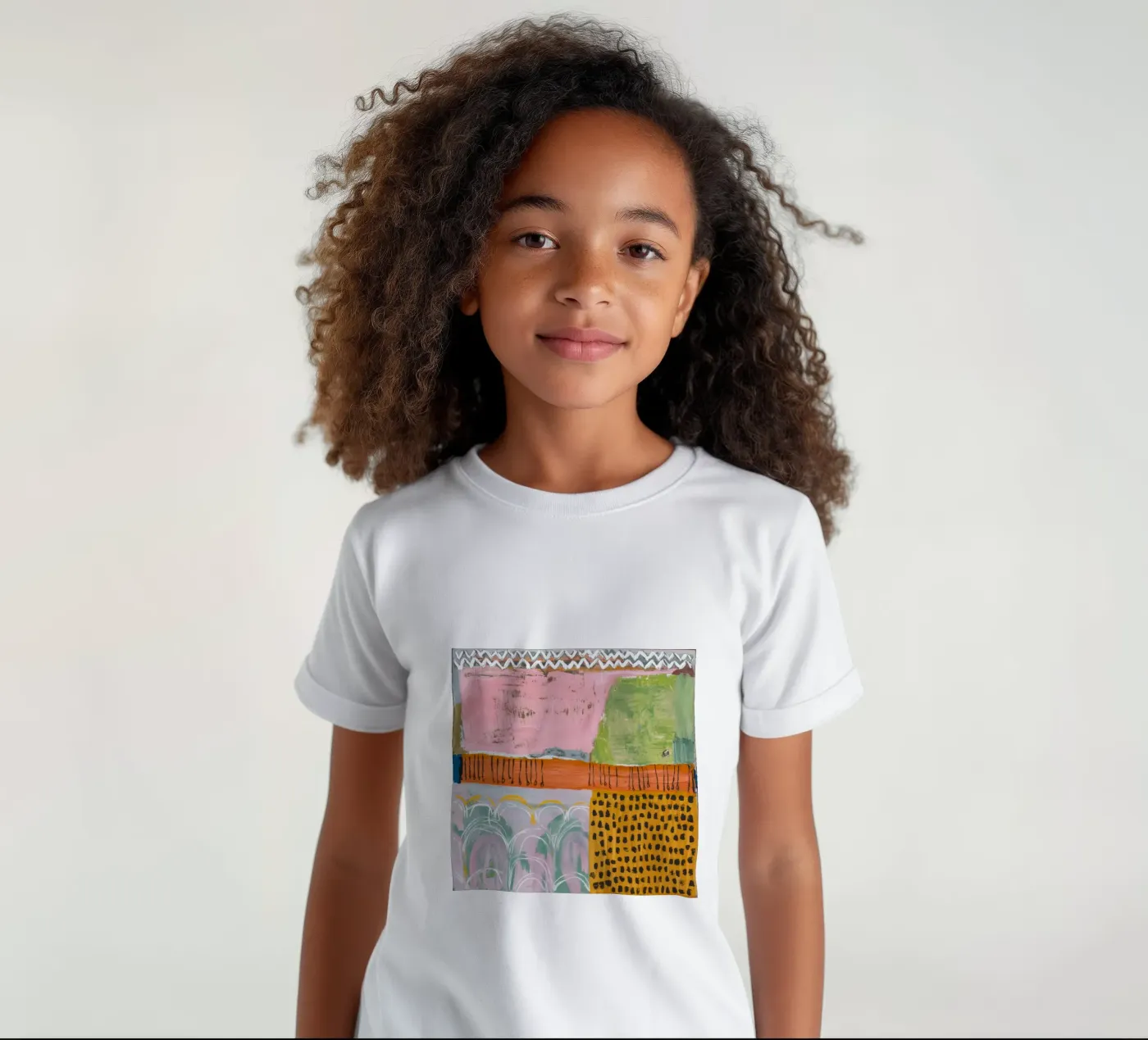 Pastel patchwork sereniteit kinder t-shirt van Sublime Layers