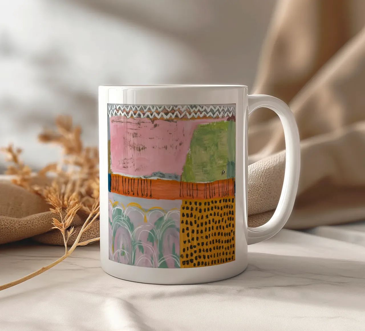 Serenità patchwork pastello tazza in ceramica da Sublime Layers