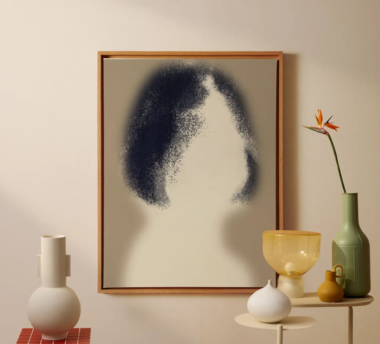 Blurred portrait canvas with Floater frame by Little Dean