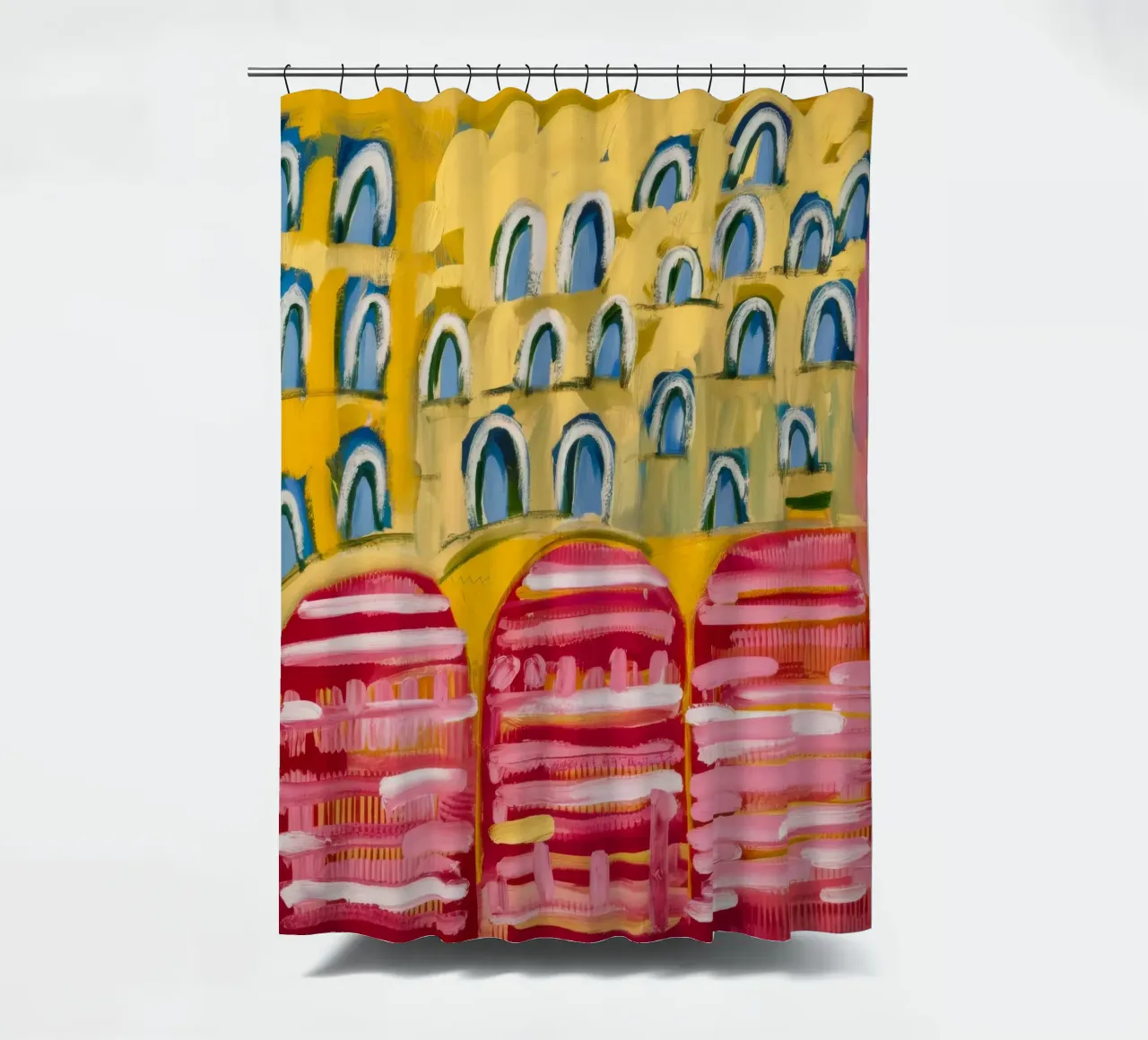 Ockerfarbener Torbogen Traum Duschvorhang von Sublime Layers