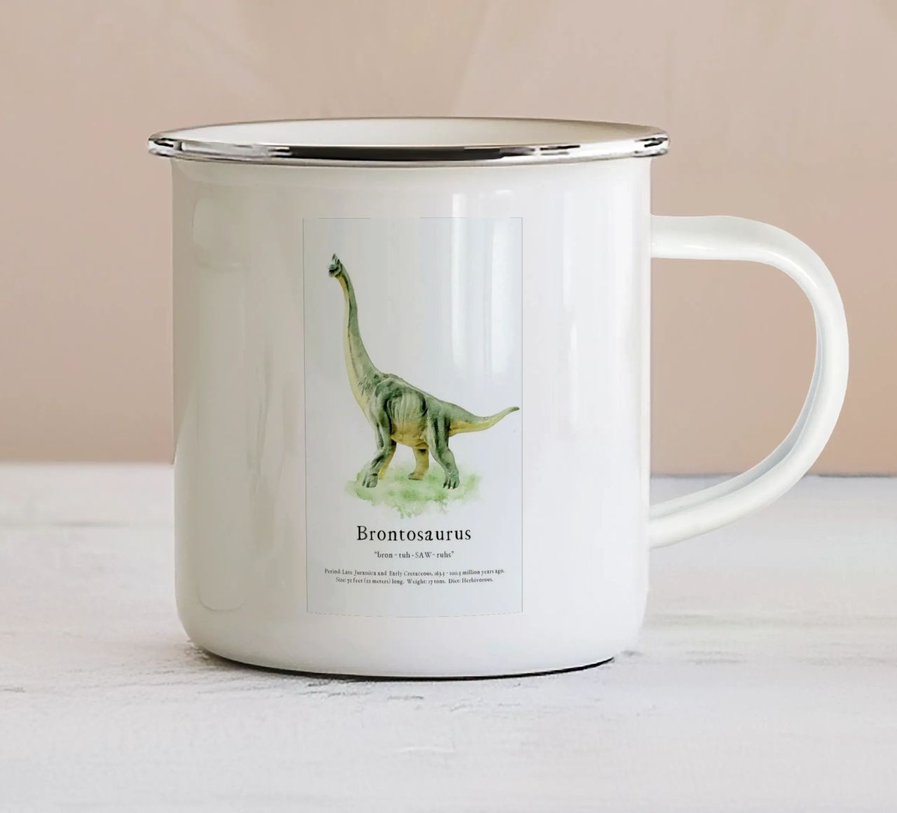 Brontosaurus tazza in smalto da Lila x Lola