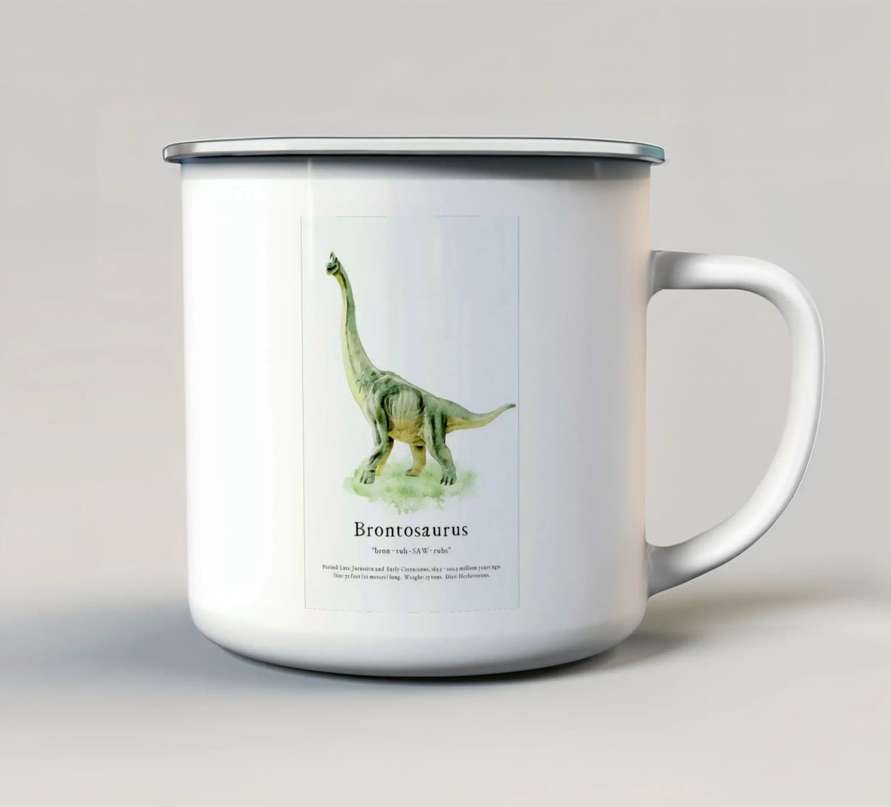 Brontosaurus tazza in smalto da Lila x Lola