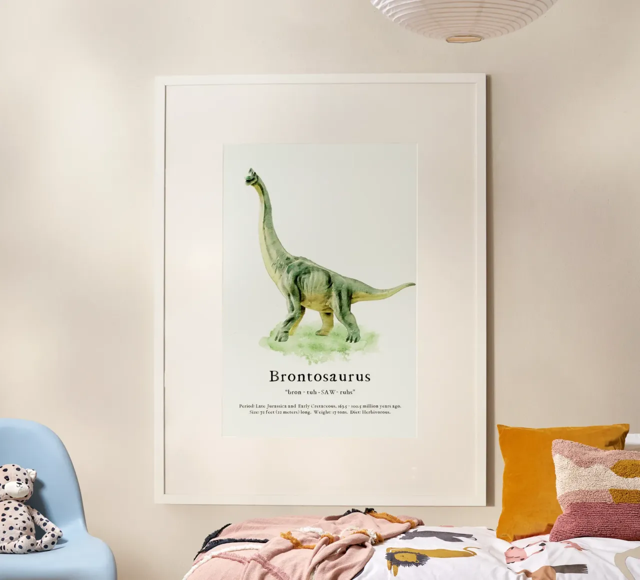 Brontosaurus poster con telaio in legno da Lila x Lola