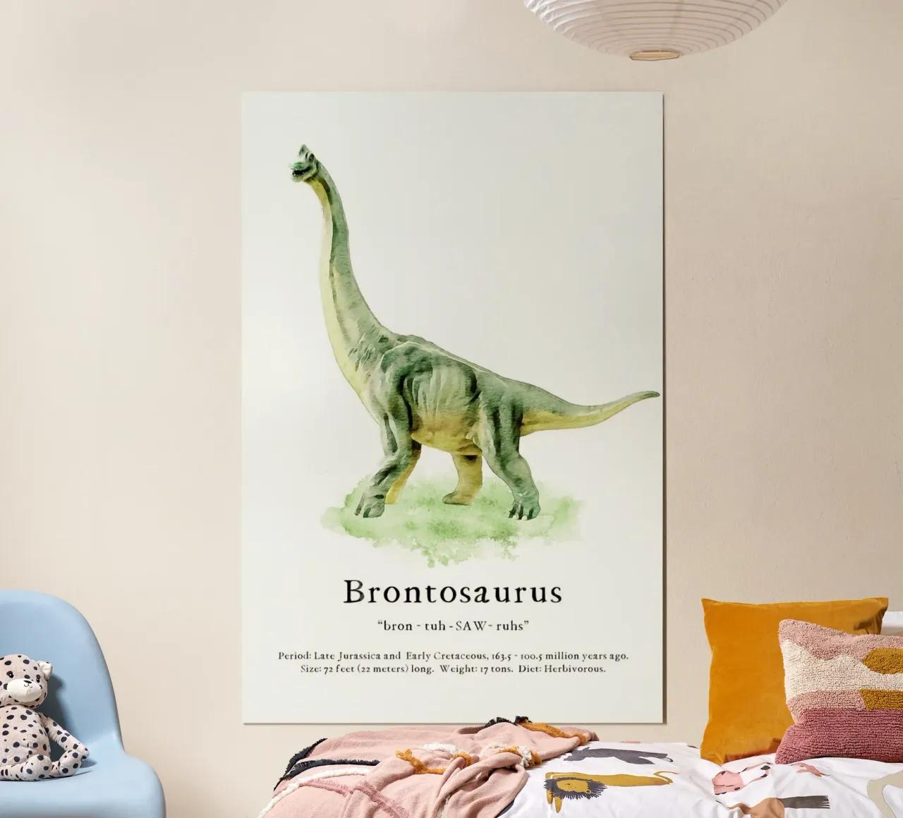 Brontosaurus poster con telaio in legno da Lila x Lola