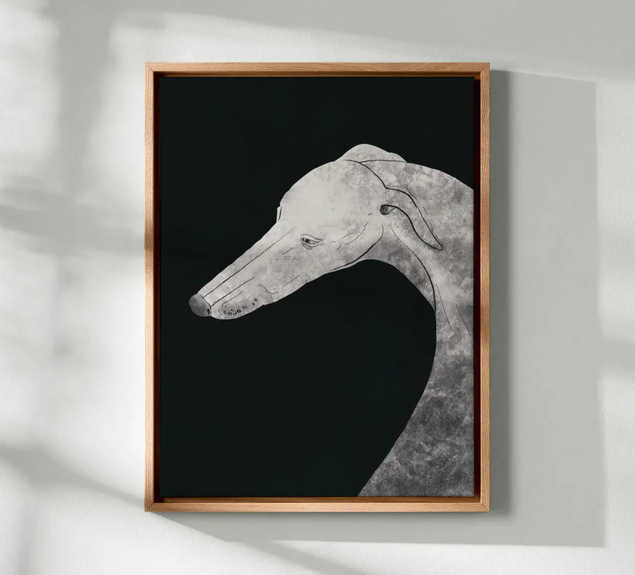 Graceful greyhound canvas with Floater frame by Little Dean