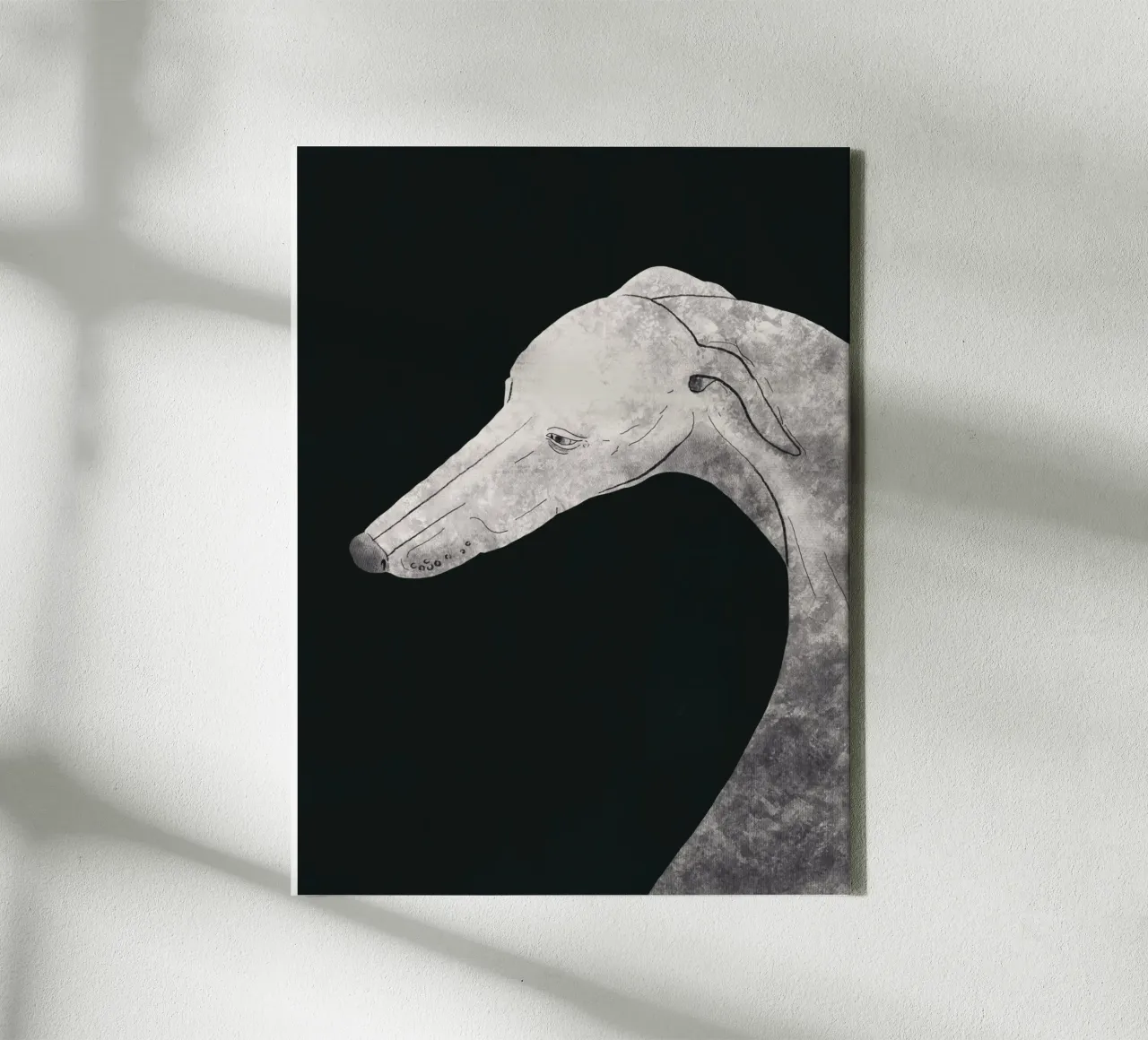 Graceful greyhound canvas with Floater frame by Little Dean
