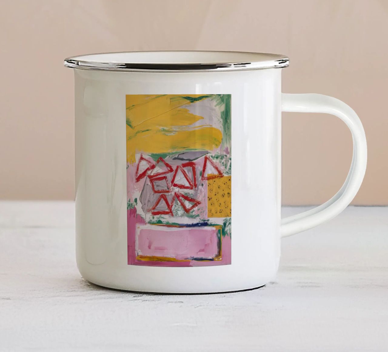 Fiore geometrico di corallo tazza in smalto da Sublime Layers