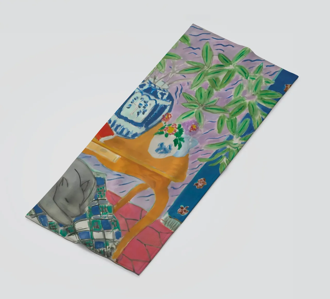 Interrior met hond strandhanddoek van Vonda Shop