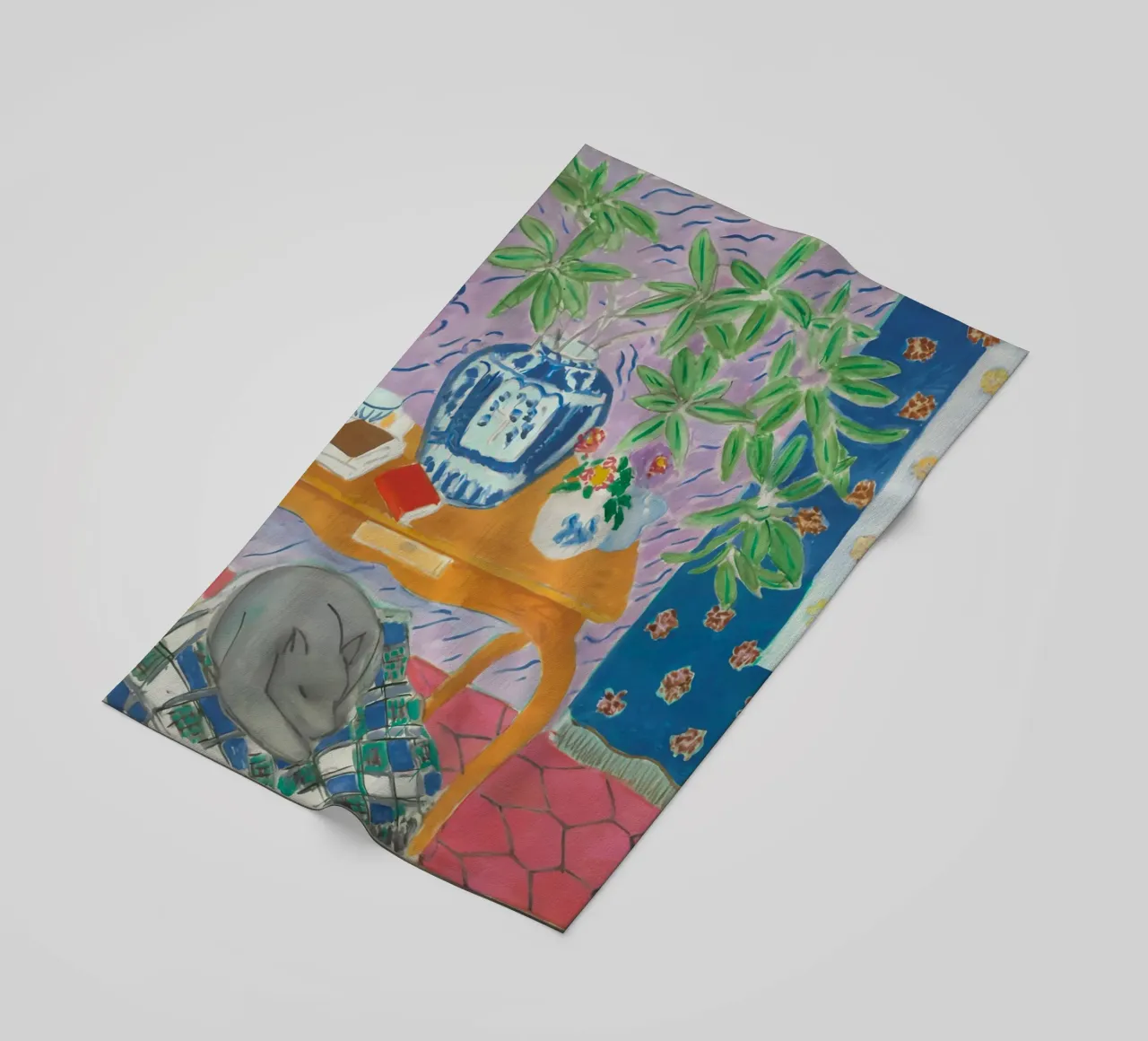 Interrior met hond strandhanddoek van Vonda Shop