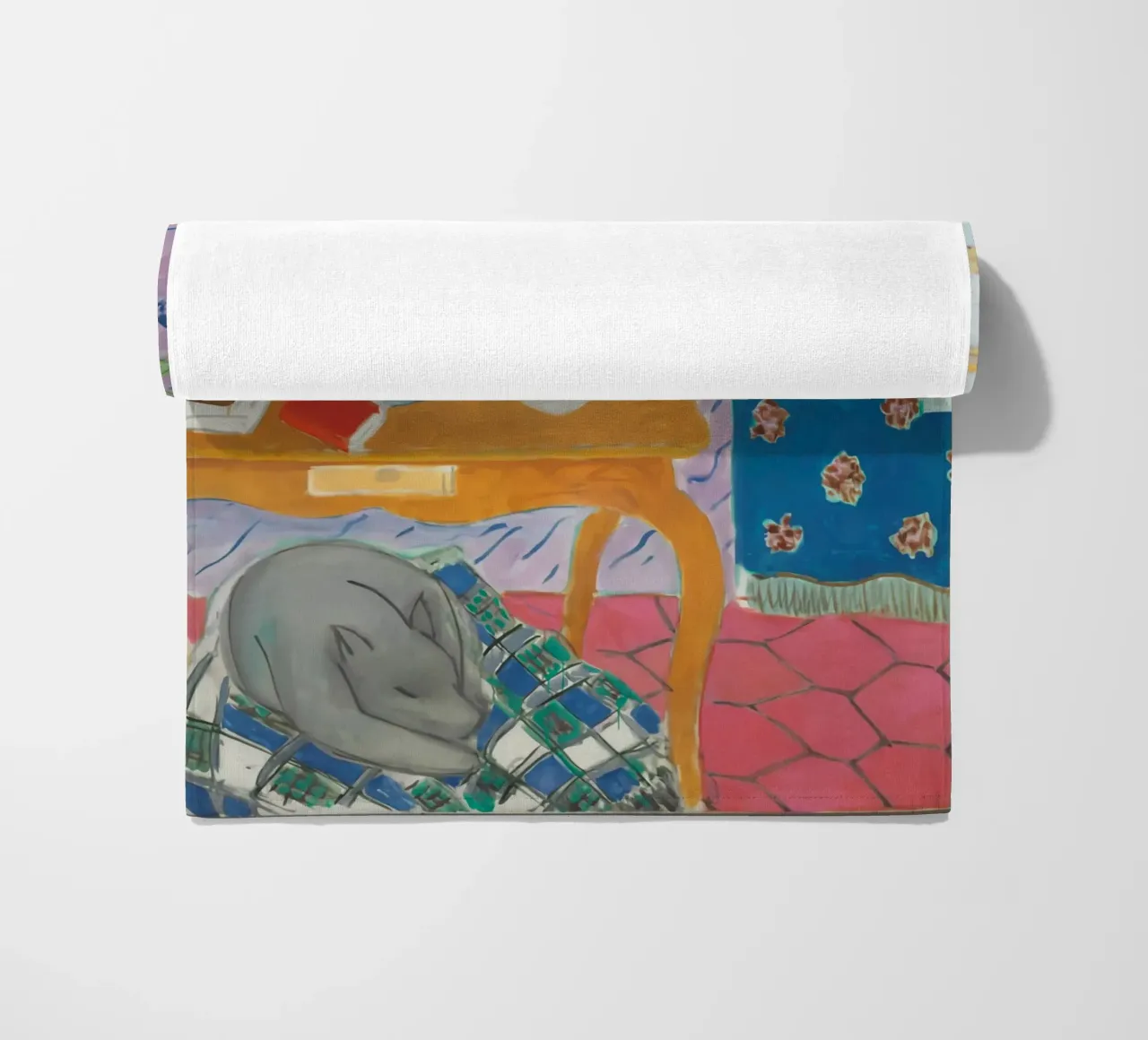 Interrior met hond strandhanddoek van Vonda Shop