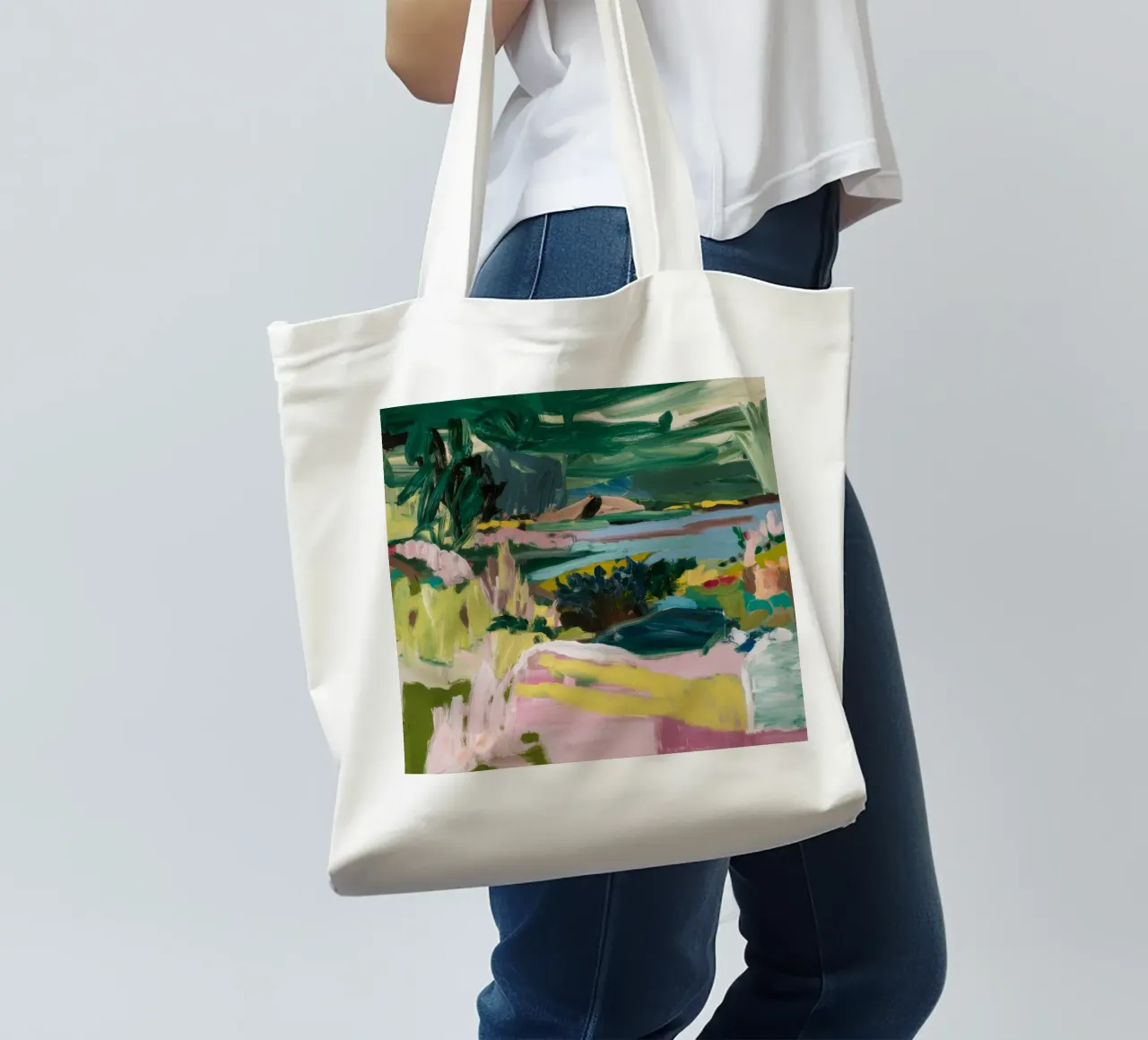 Verdant Shoreline Glimpse tote bag by Sublime Layers