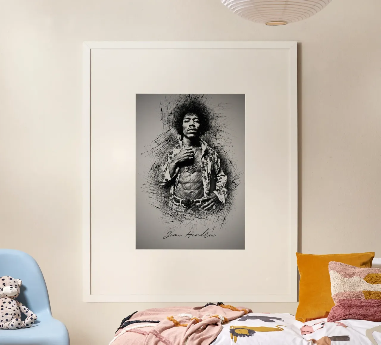 L'anima elettrica di Hendrix poster con telaio in legno da hopilj